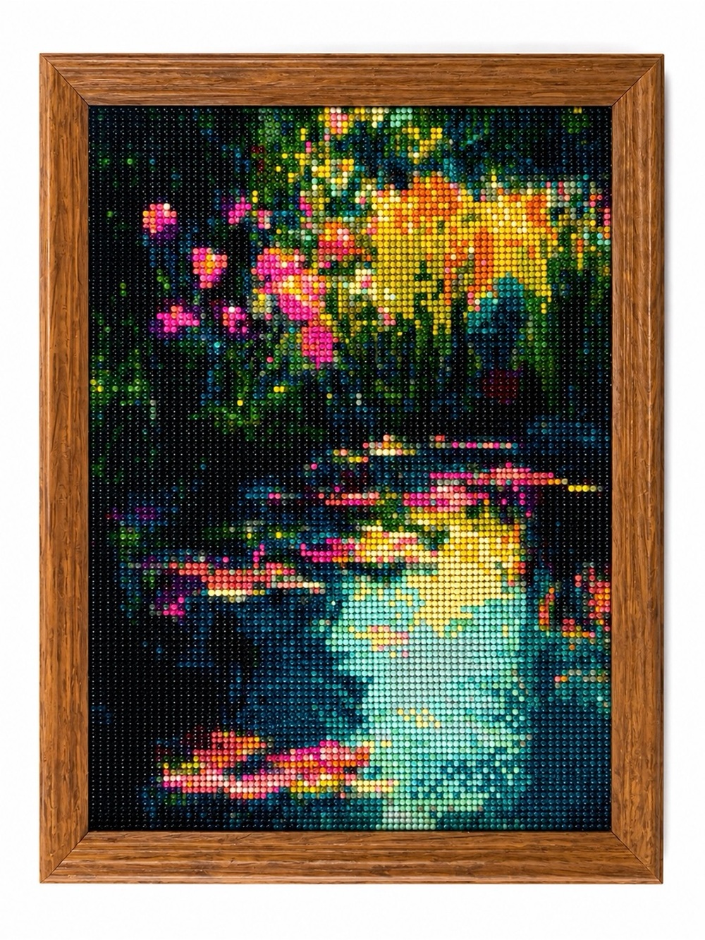 Framed Diamond Art Floral Pond Wall Art